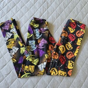 LuLaRoe Kids Halloween Leggings Size L/XL Bats Jack-o'-lantern Pumpkins